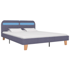 vidaXL világosszürke szövet ágykeret LED-es matrac nélkül 150x200 cm (281079) ágy és ágykellék