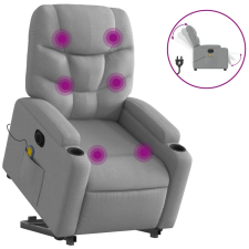 vidaXL világosszürke szövet dönthető elektromos álló masszázsfotel (3204632) masszázsfotel