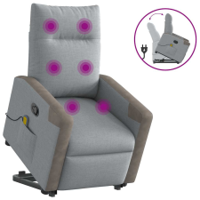vidaXL világosszürke szövet felállást segítő dönthető masszázsfotel masszázsfotel