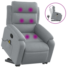 vidaXL világosszürke szövet felállást segítő dönthető masszázsfotel (3204992) masszázsfotel