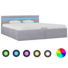 vidaXL világosszürke szövet LED-es ágy hidraulikus tárolóval 160x200cm ágy és ágykellék