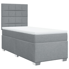 vidaXL világosszürke szövet rugós ágy matraccal 100 x 200 cm ágy és ágykellék