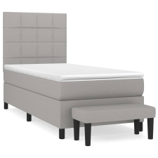 vidaXL világosszürke szövet rugós ágy matraccal 100 x 200 cm (3136573) ágy és ágykellék