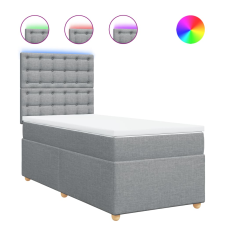 vidaXL világosszürke szövet rugós ágy matraccal 100 x 200 cm (3293505) ágy és ágykellék