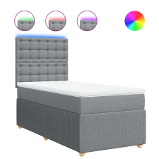 vidaXL világosszürke szövet rugós ágy matraccal 100 x 200 cm (3294281) ágy és ágykellék