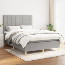 vidaXL Világosszürke szövet rugós ágy matraccal 140 x 200 cm ágy és ágykellék