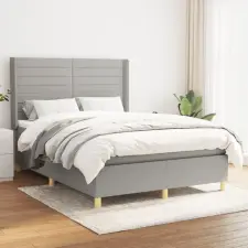 vidaXL világosszürke szövet rugós ágy matraccal 140 x 200 cm ágy és ágykellék