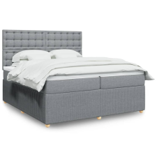 vidaXL világosszürke szövet rugós ágy matraccal 200 x 200 cm ágy és ágykellék