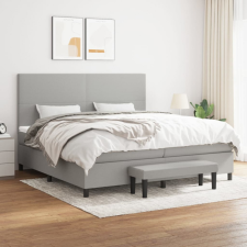vidaXL világosszürke szövet rugós ágy matraccal 200 x 200 cm ágy és ágykellék
