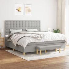 vidaXL világosszürke szövet rugós ágy matraccal 200 x 200 cm ágy és ágykellék