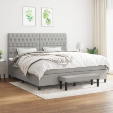 vidaXL világosszürke szövet rugós ágy matraccal 200 x 200 cm ágy és ágykellék