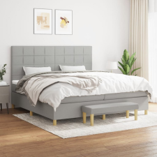 vidaXL világosszürke szövet rugós ágy matraccal 200 x 200 cm ágy és ágykellék