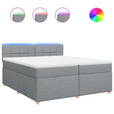 vidaXL világosszürke szövet rugós ágy matraccal 200 x 200 cm (3289087) ágy és ágykellék