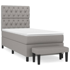 vidaXL világosszürke szövet rugós ágy matraccal 80 x 200 cm (3136789) ágy és ágykellék