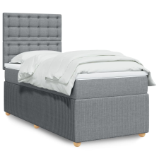vidaXL világosszürke szövet rugós ágy matraccal 90 x 200 cm ágy és ágykellék