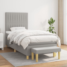 vidaXL világosszürke szövet rugós ágy matraccal 90 x 200 cm ágy és ágykellék