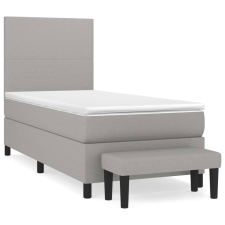 vidaXL világosszürke szövet rugós ágy matraccal 90 x 200 cm (3136405) ágy és ágykellék