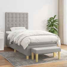 vidaXL világosszürke szövet rugós ágy matraccal 90x190 cm ágy és ágykellék