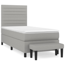 vidaXL világosszürke szövet rugós ágy matraccal 90x190 cm (3136637) ágy és ágykellék
