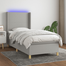 vidaXL világosszürke szövet rugós és LED-es ágy matraccal 100x200 cm ágy és ágykellék