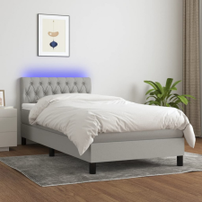 vidaXL világosszürke szövet rugós és LED-es ágy matraccal 100x200 cm ágy és ágykellék