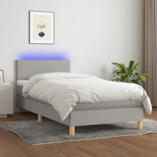 vidaXL világosszürke szövet rugós és LED-es ágy matraccal 100x200 cm ágy és ágykellék