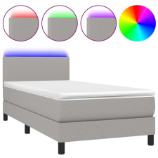 vidaXL világosszürke szövet rugós és LED-es ágy matraccal 100x200 cm (3132973) ágy és ágykellék