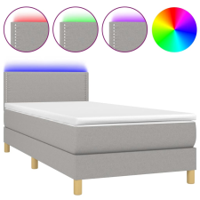 vidaXL világosszürke szövet rugós és LED-es ágy matraccal 100x200 cm (3133613) ágy és ágykellék