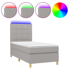vidaXL világosszürke szövet rugós és LED-es ágy matraccal 100x200 cm (3135413) ágy és ágykellék