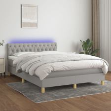 vidaXL világosszürke szövet rugós és LED-es ágy matraccal 140x190 cm ágy és ágykellék