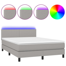 vidaXL világosszürke szövet rugós és LED-es ágy matraccal 140x190 cm (3132989) ágy és ágykellék