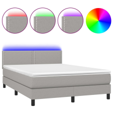 vidaXL világosszürke szövet rugós és LED-es ágy matraccal 140x190 cm (3133069) ágy és ágykellék