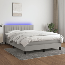 vidaXL világosszürke szövet rugós és LED-es ágy matraccal 140x200 cm ágy és ágykellék