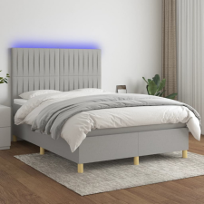vidaXL világosszürke szövet rugós és LED-es ágy matraccal 140x200 cm ágy és ágykellék