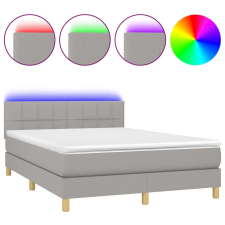 vidaXL világosszürke szövet rugós és LED-es ágy matraccal 140x200 cm (3133717) ágy és ágykellék