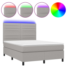 vidaXL világosszürke szövet rugós és LED-es ágy matraccal 140x200 cm (3134957) ágy és ágykellék