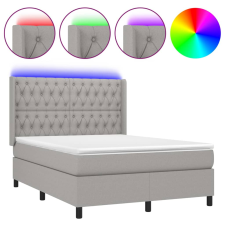 vidaXL világosszürke szövet rugós és LED-es ágy matraccal 140x200 cm (3138557) ágy és ágykellék