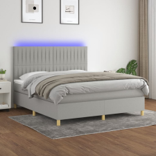 vidaXL világosszürke szövet rugós és LED-es ágy matraccal 160x200 cm ágy és ágykellék