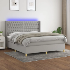 vidaXL világosszürke szövet rugós és LED-es ágy matraccal 160x200 cm ágy és ágykellék