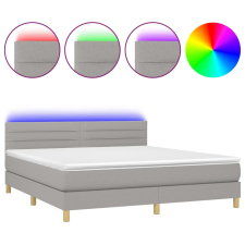 vidaXL világosszürke szövet rugós és LED-es ágy matraccal 160x200 cm (3133805) ágy és ágykellék