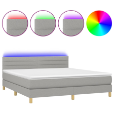 vidaXL világosszürke szövet rugós és LED-es ágy matraccal 160x200 cm (3133813) ágy és ágykellék