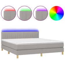 vidaXL világosszürke szövet rugós és LED-es ágy matraccal 160x200 cm (3133885) ágy és ágykellék