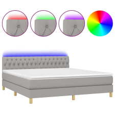 vidaXL világosszürke szövet rugós és LED-es ágy matraccal 160x200 cm (3133973) ágy és ágykellék