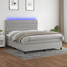 vidaXL Világosszürke szövet rugós és LED-es ágy matraccal 160x200 cm (3135125) ágy és ágykellék