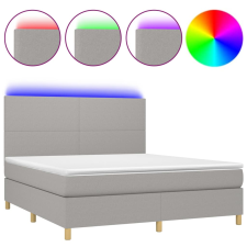 vidaXL világosszürke szövet rugós és LED-es ágy matraccal 160x200 cm (3135293) ágy és ágykellék