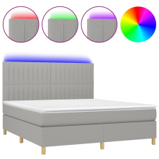 vidaXL világosszürke szövet rugós és LED-es ágy matraccal 160x200 cm (3135613) ágy és ágykellék