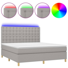 vidaXL világosszürke szövet rugós és LED-es ágy matraccal 160x200 cm (3135765) ágy és ágykellék
