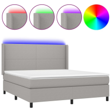 vidaXL világosszürke szövet rugós és LED-es ágy matraccal 160x200 cm (3138165) ágy és ágykellék