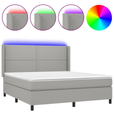 vidaXL világosszürke szövet rugós és LED-es ágy matraccal 160x200 cm (3138253) ágy és ágykellék