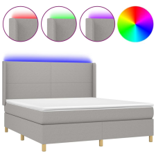 vidaXL világosszürke szövet rugós és LED-es ágy matraccal 160x200 cm (3138725) ágy és ágykellék